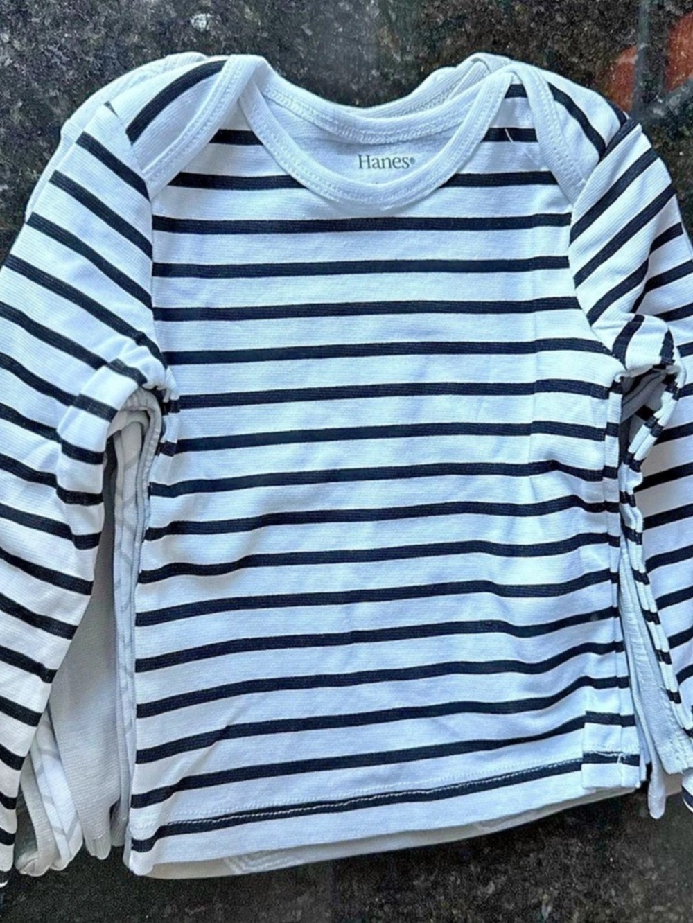 Hanes Flexy Baby Long Sleeve Tee Bodysuit Set White & Black